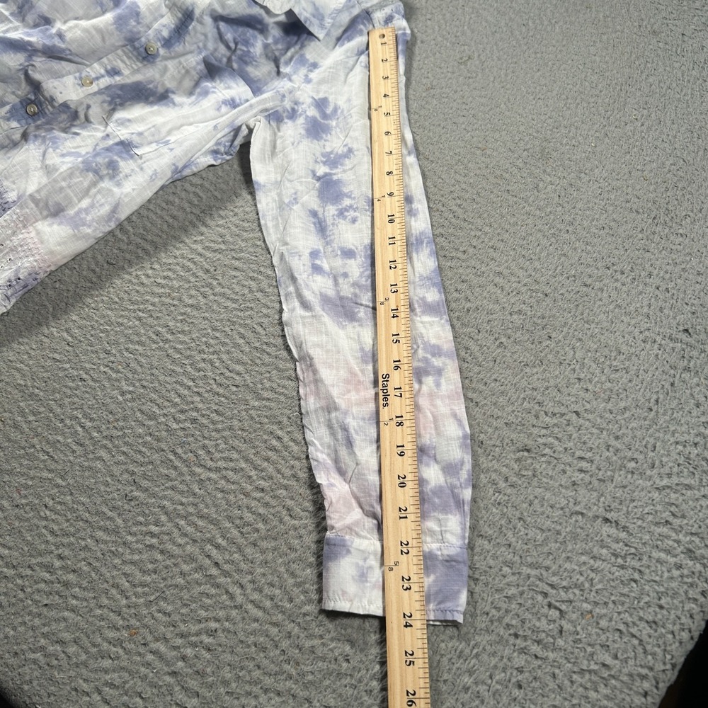 Anthropologie Pilcro Cate Top Womens Medium Boho Eyelet Long Sleeve‎ Tie Dye - Picture 8 of 9